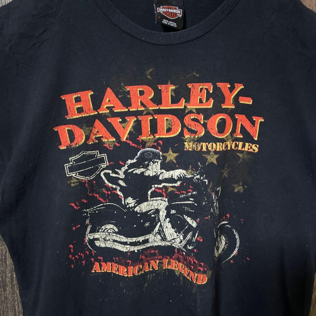 Harley Davidson(ハーレーダビッドソン)のメンズ プリント ブラック ハーレーダビットソン L バイカー 半袖 Tシャツ メンズのトップス(Tシャツ/カットソー(半袖/袖なし))の商品写真