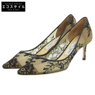 ジミーチュウ 美品 JIMMY CHOO ジミーチュウ ROMY60 総レース パンプス パンプス レディース ベージュ×ブラック 38 38