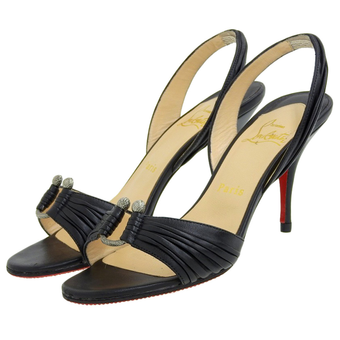 Christian Louboutin(クリスチャンルブタン)のクリスチャンルブタン CHRISTIAN LOUBOUTIN クリスチャンルブタン レザー U金具 オープン ミュール パンプス レディース ブラック 36 1/2 36.5 レディースの靴/シューズ(ハイヒール/パンプス)の商品写真