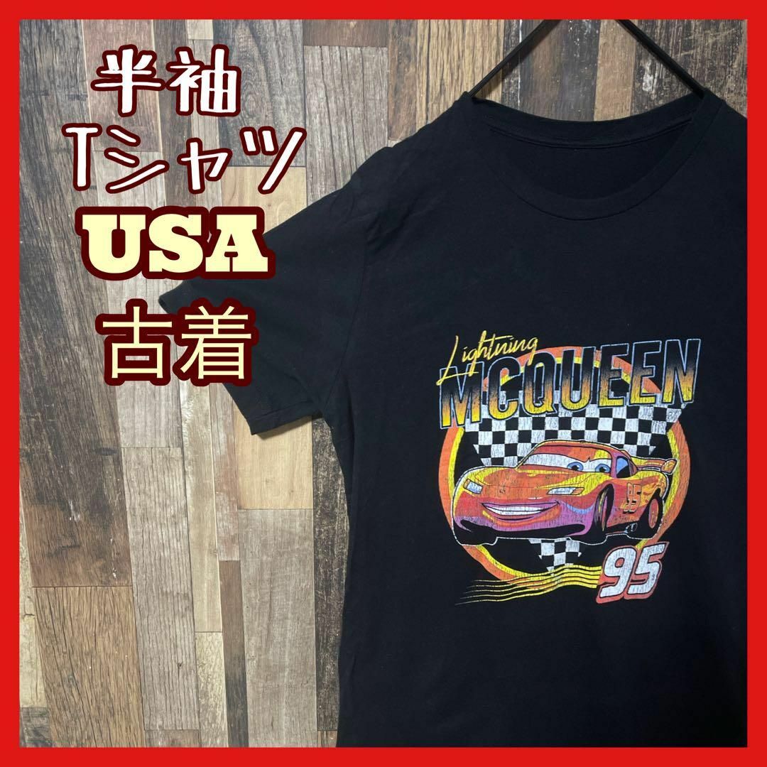 メンズ ブラック ディズニー カーズ S USA古着 半袖 Tシャツ メンズのトップス(Tシャツ/カットソー(半袖/袖なし))の商品写真