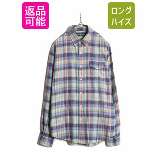 ラルフローレン(Ralph Lauren)の00s ラルフローレン チェック 3点留め ボタンダウン フランネル シャツ メンズ M / 古着 ポロ 長袖シャツ ネルシャツ ポニー無し コットン(シャツ)