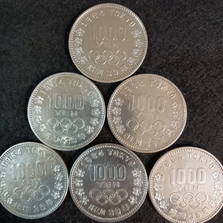 銀貨　東京オリンピック1.000円銀貨　silver925　汚れ少なく綺麗 ６枚(金属工芸)