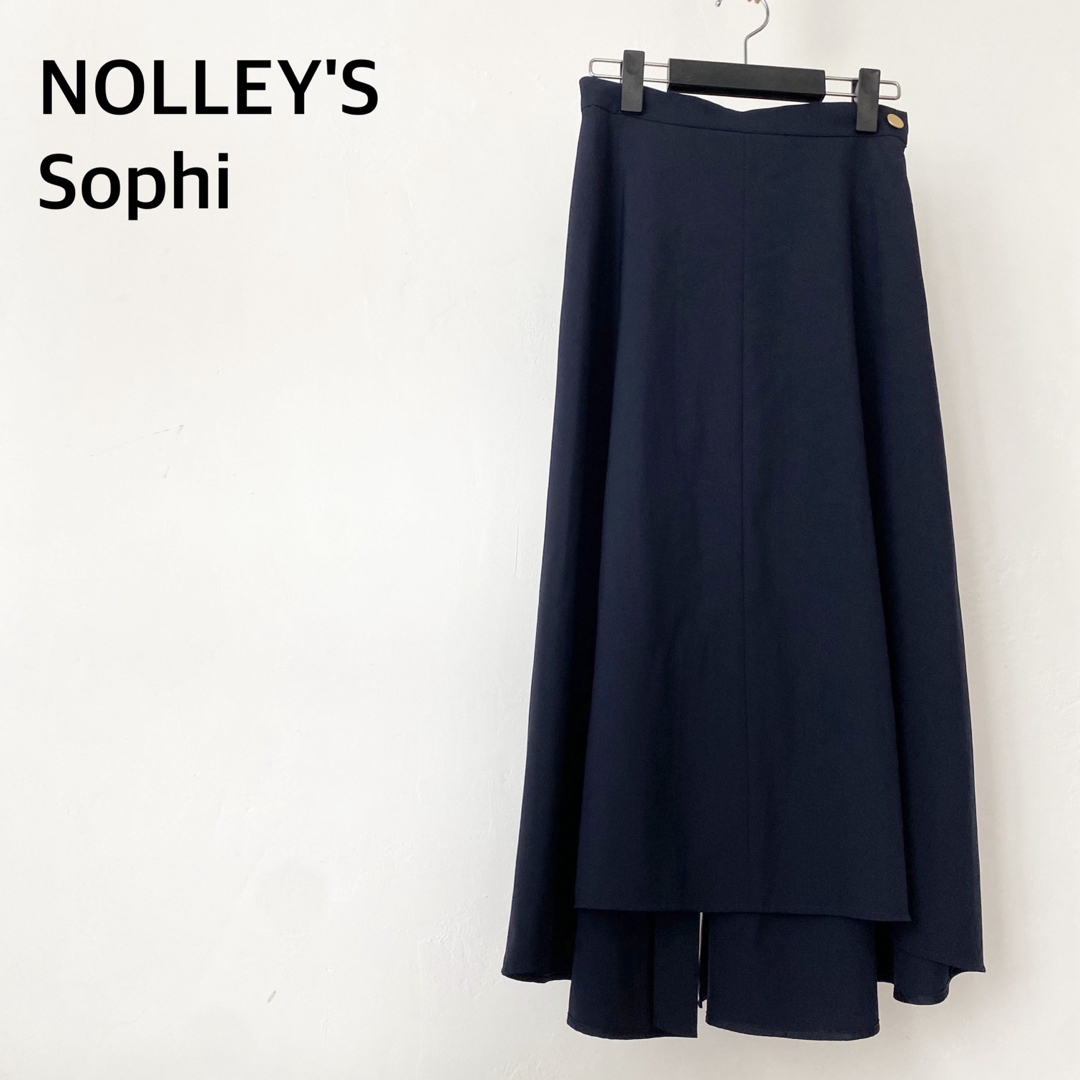 NOLLEY'S sophi(ノーリーズソフィー)のノーリーズソフィ　ネイビー　ロングスカート　スリット入り レディースのスカート(ロングスカート)の商品写真