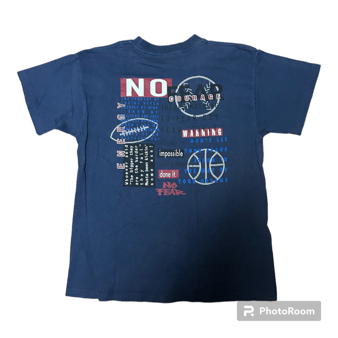 NO FEAR(ノーフィアー)の90s USA製 NO FEAR プリント Tシャツ L ネイビー メンズのトップス(Tシャツ/カットソー(半袖/袖なし))の商品写真
