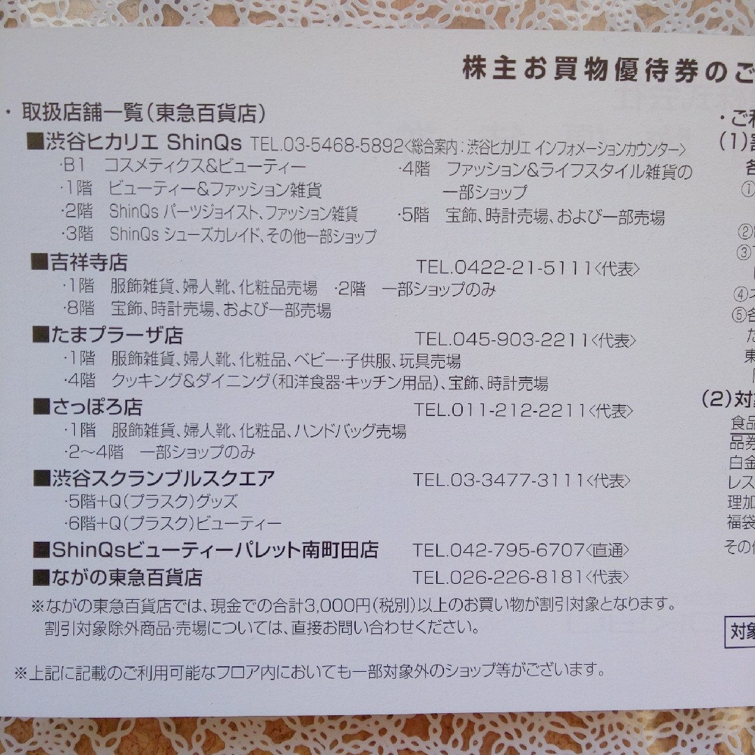 東急百貨店 お買物優待券 10%割引券 10枚 （～2024.5.31） チケットの優待券/割引券(ショッピング)の商品写真