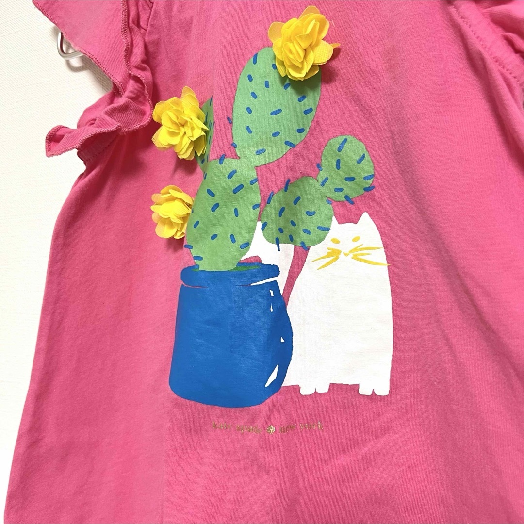 kate spade new york(ケイトスペードニューヨーク)の110 kate spade ケイトスペード 半袖 Tシャツ ピンク 猫 キッズ/ベビー/マタニティのキッズ服女の子用(90cm~)(Tシャツ/カットソー)の商品写真