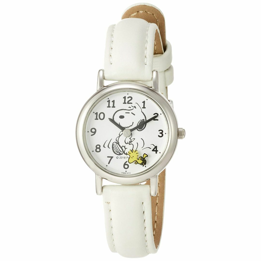 【色: ホワイト】シチズン Q&Q 腕時計 アナログ スヌーピー 防水 革ベルト レディースのファッション小物(腕時計)の商品写真