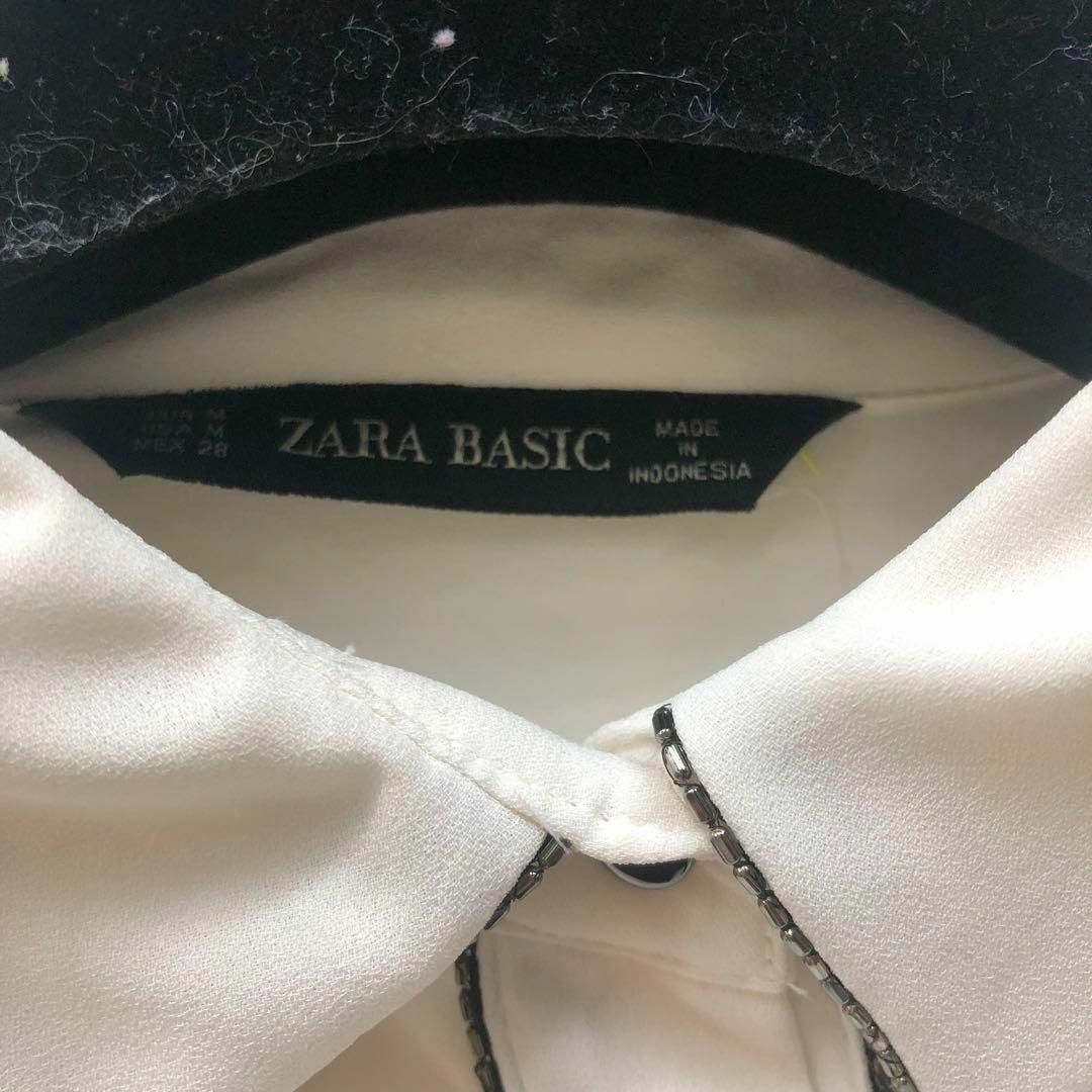 ZARA(ザラ)のZARA ブラウス アイボリー オフホワイト ビジュ S レディースのトップス(シャツ/ブラウス(長袖/七分))の商品写真