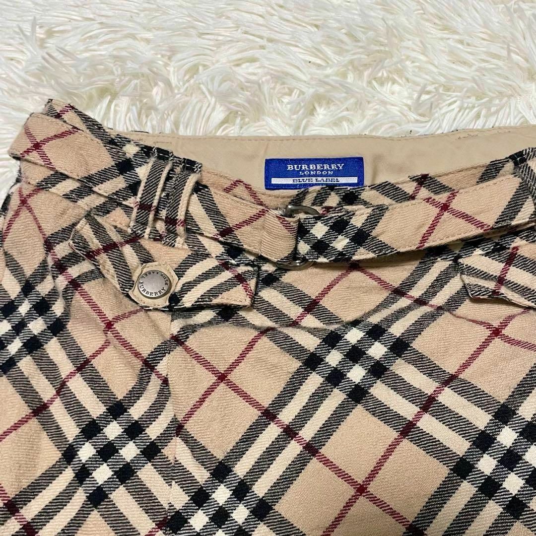 BURBERRY BLUE LABEL(バーバリーブルーレーベル)の【バーバリーブルーレーベル】ひざ丈スカート 台形 ノバチェック ベルト 36 M レディースのスカート(ひざ丈スカート)の商品写真