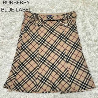 BURBERRY BLUE LABEL - 【バーバリーブルーレーベル】ひざ丈スカート 台形 ノバチェック ベルト 36 M