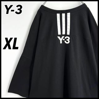 Y-3 - 【希少XL】Y-3 ワイスリー スリーラインバックロゴ　ロング丈 Tシャツ 人気