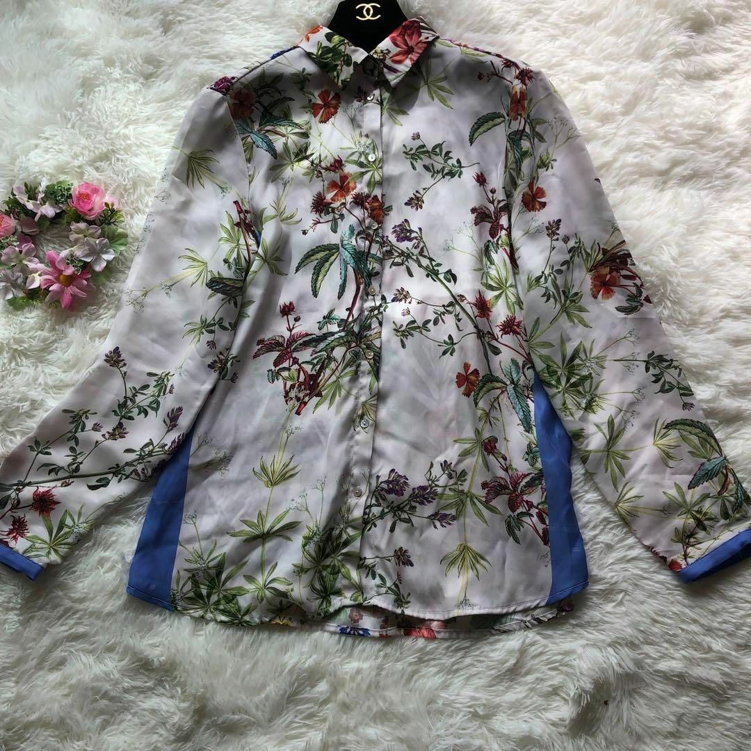 ZARA(ザラ)のZARA ザラ ブラウス M 花柄 ボタニカル フローラル レディースのトップス(シャツ/ブラウス(長袖/七分))の商品写真