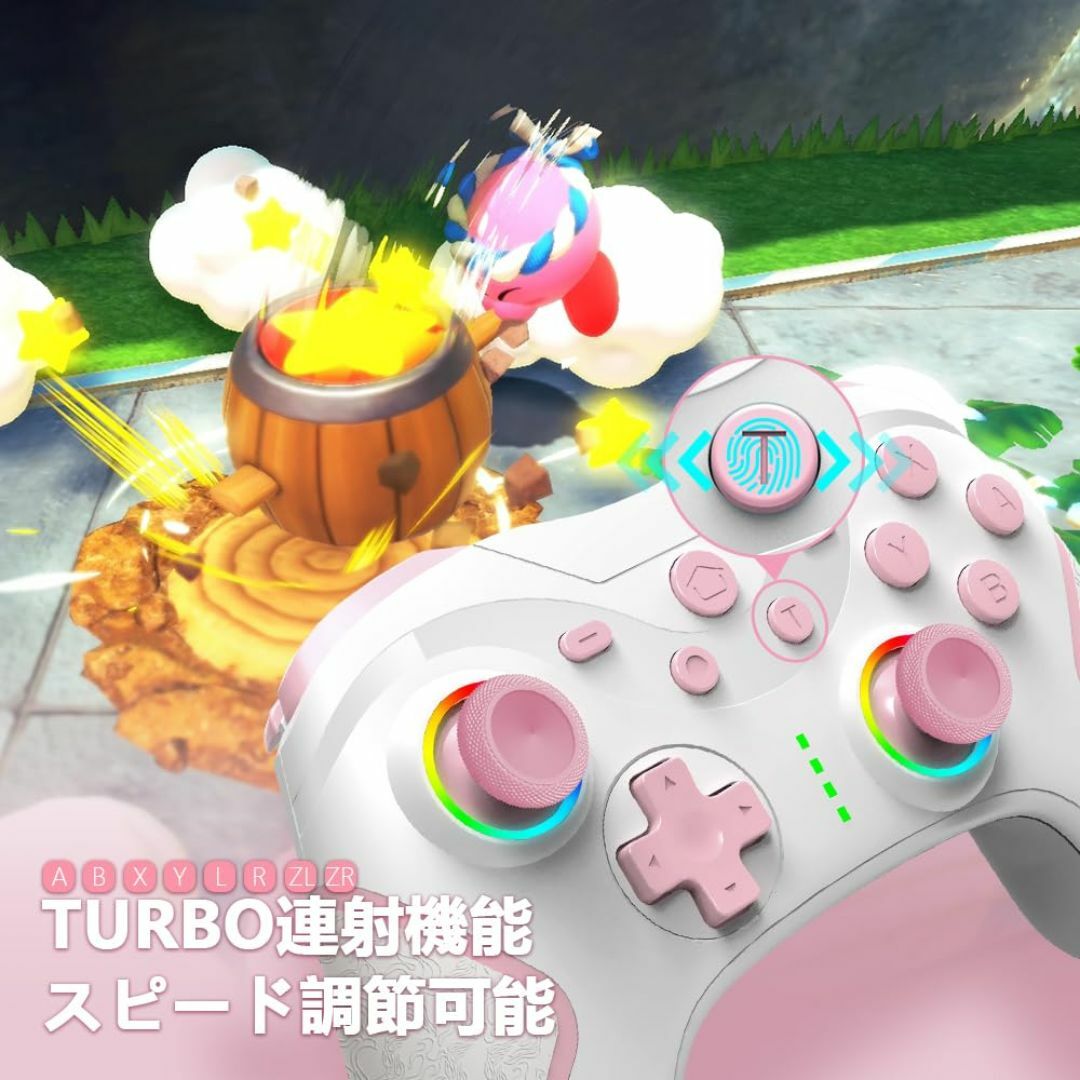 【色: ピンク+ホワイト】【AceGamer】Switch コントローラー 無線 エンタメ/ホビーのゲームソフト/ゲーム機本体(その他)の商品写真