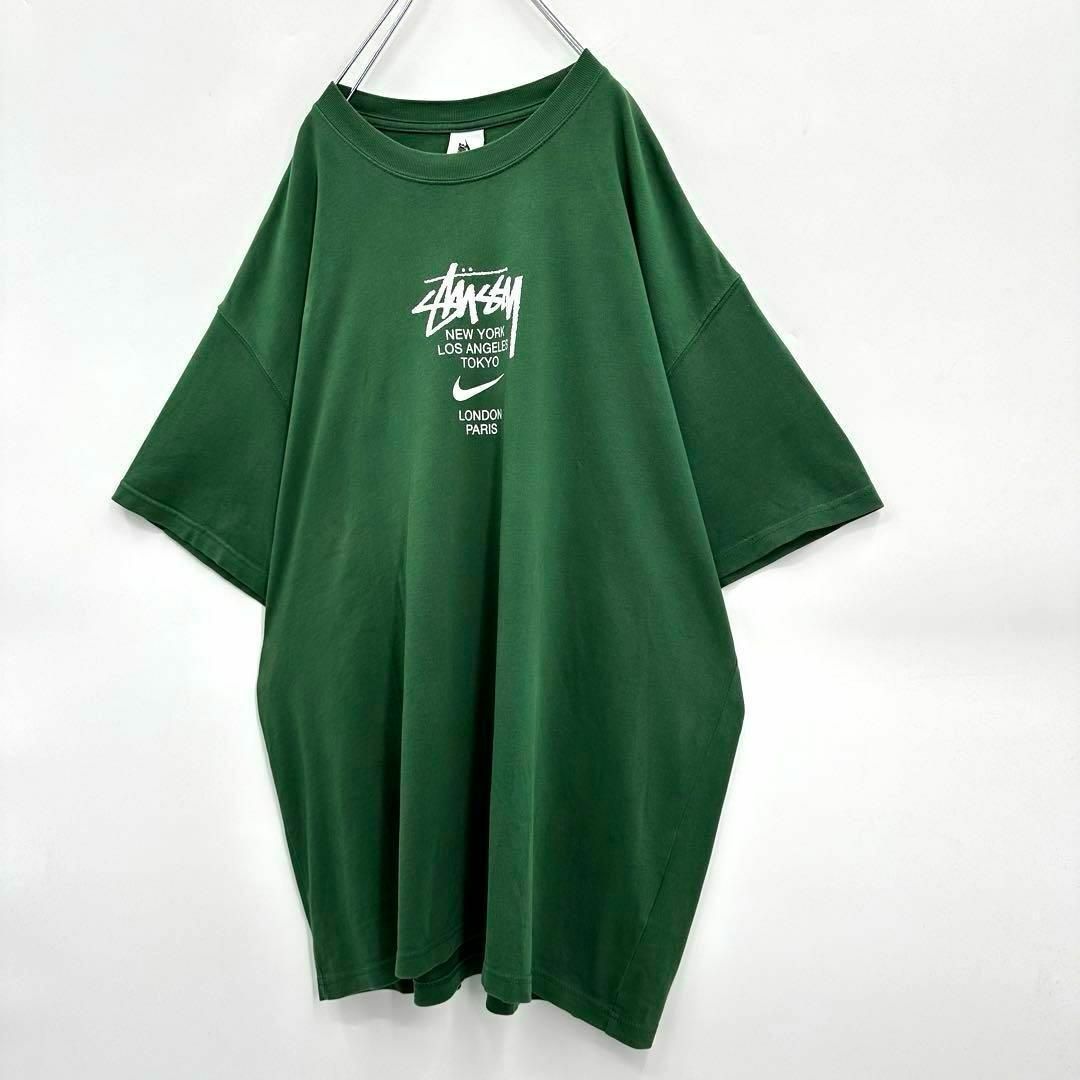 NIKE(ナイキ)の【限定コラボ】NIKE×STUSSY　センターロゴ　Tシャツ　人気L　入手困難 メンズのトップス(Tシャツ/カットソー(半袖/袖なし))の商品写真