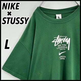 ナイキ(NIKE)の【限定コラボ】NIKE×STUSSY　センターロゴ　Tシャツ　人気L　入手困難(Tシャツ/カットソー(半袖/袖なし))