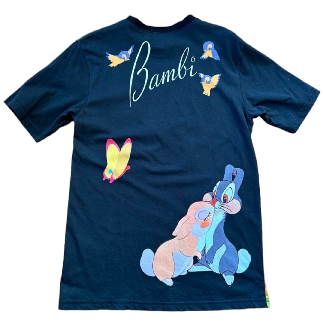 Disney(ディズニー)のTシャツ半袖バンビお花ディズニーランド動物アニマル黒地カラフル レディースのトップス(Tシャツ(半袖/袖なし))の商品写真