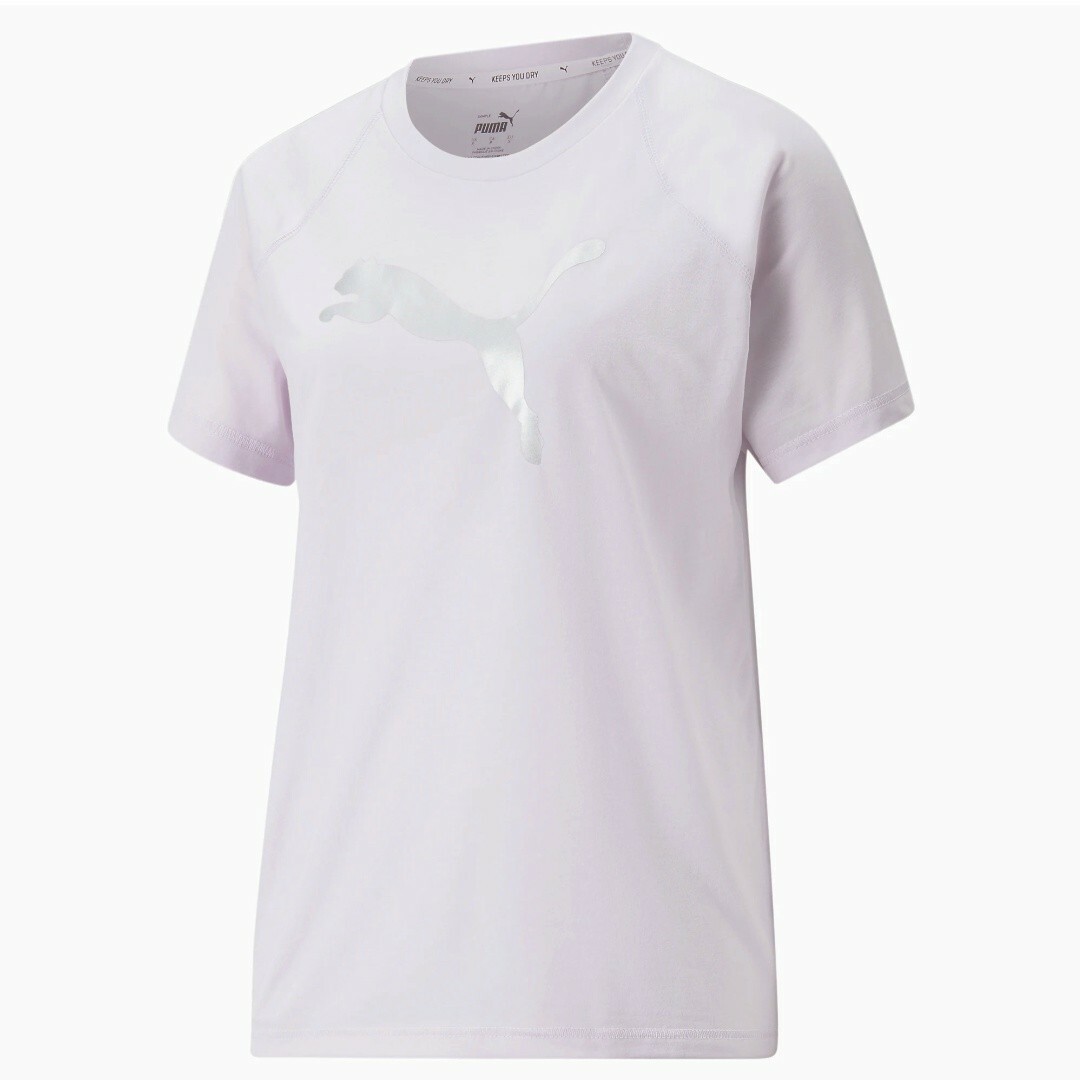 PUMA(プーマ)の【新品タグ付き】PUMA　プーマ　エヴォストライプ半袖Tシャツ　ラベンダー レディースのトップス(Tシャツ(半袖/袖なし))の商品写真