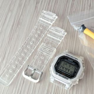 G-SHOCK 5600系 交換用 ベゼル・ベルト[クリア ロゴ: ブラック](ラバーベルト)