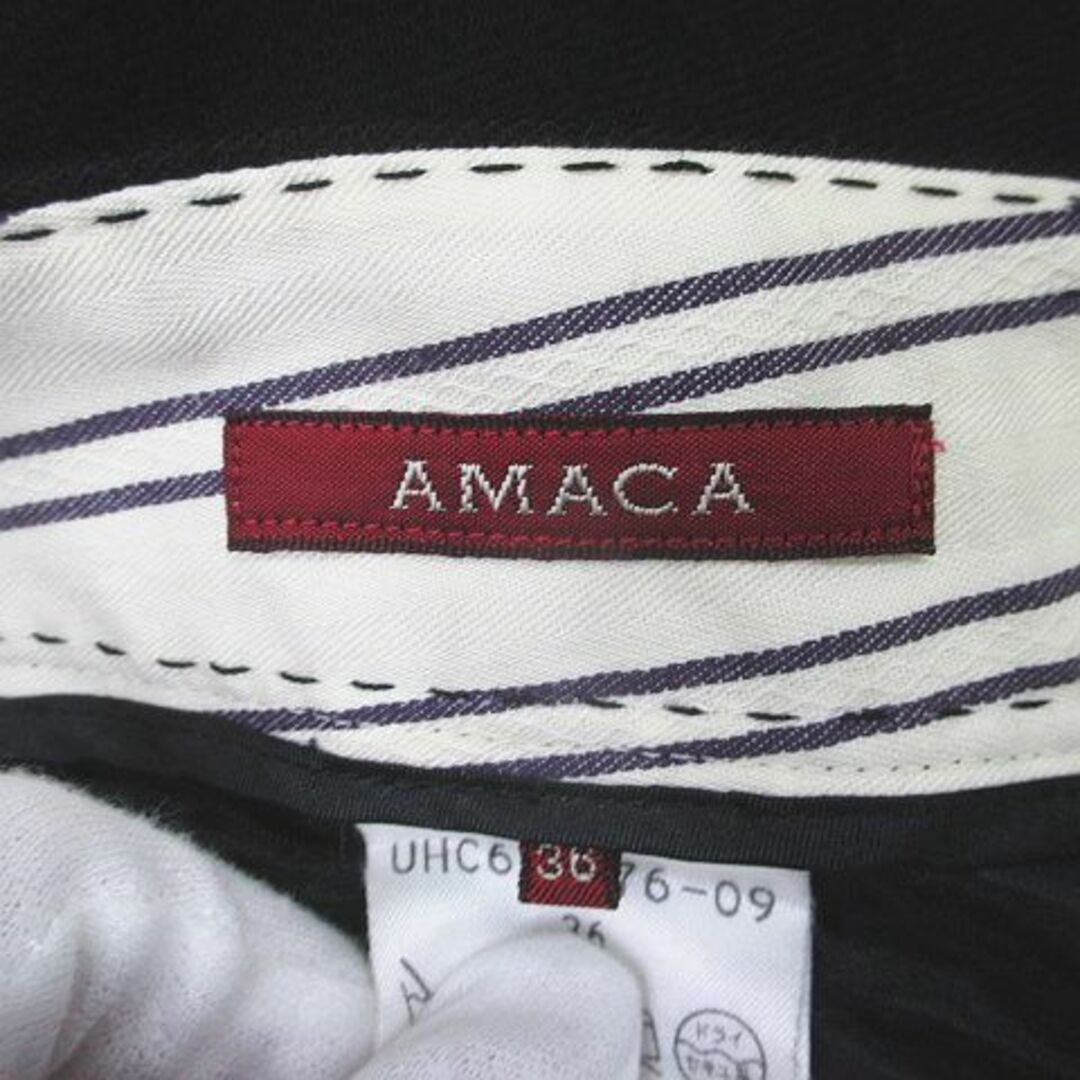 AMACA(アマカ)のAMACA 七分丈 パンツ 36 黒系 ブラック ジップフライ 毛 ウール レディースのパンツ(その他)の商品写真