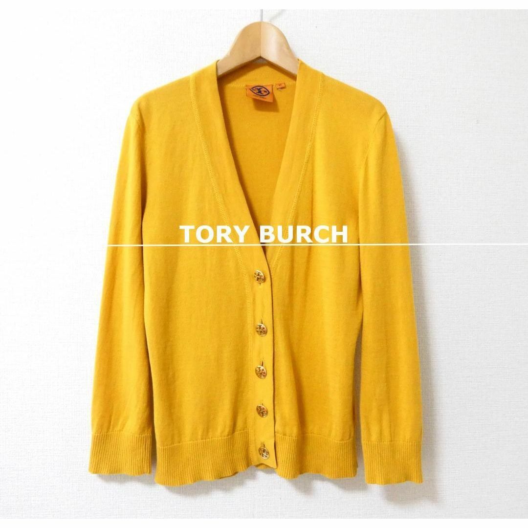 Tory Burch(トリーバーチ)の美品 TORY BURCH ロゴ釦 Vネック 長袖 ニット カーディガン レディースのトップス(カーディガン)の商品写真