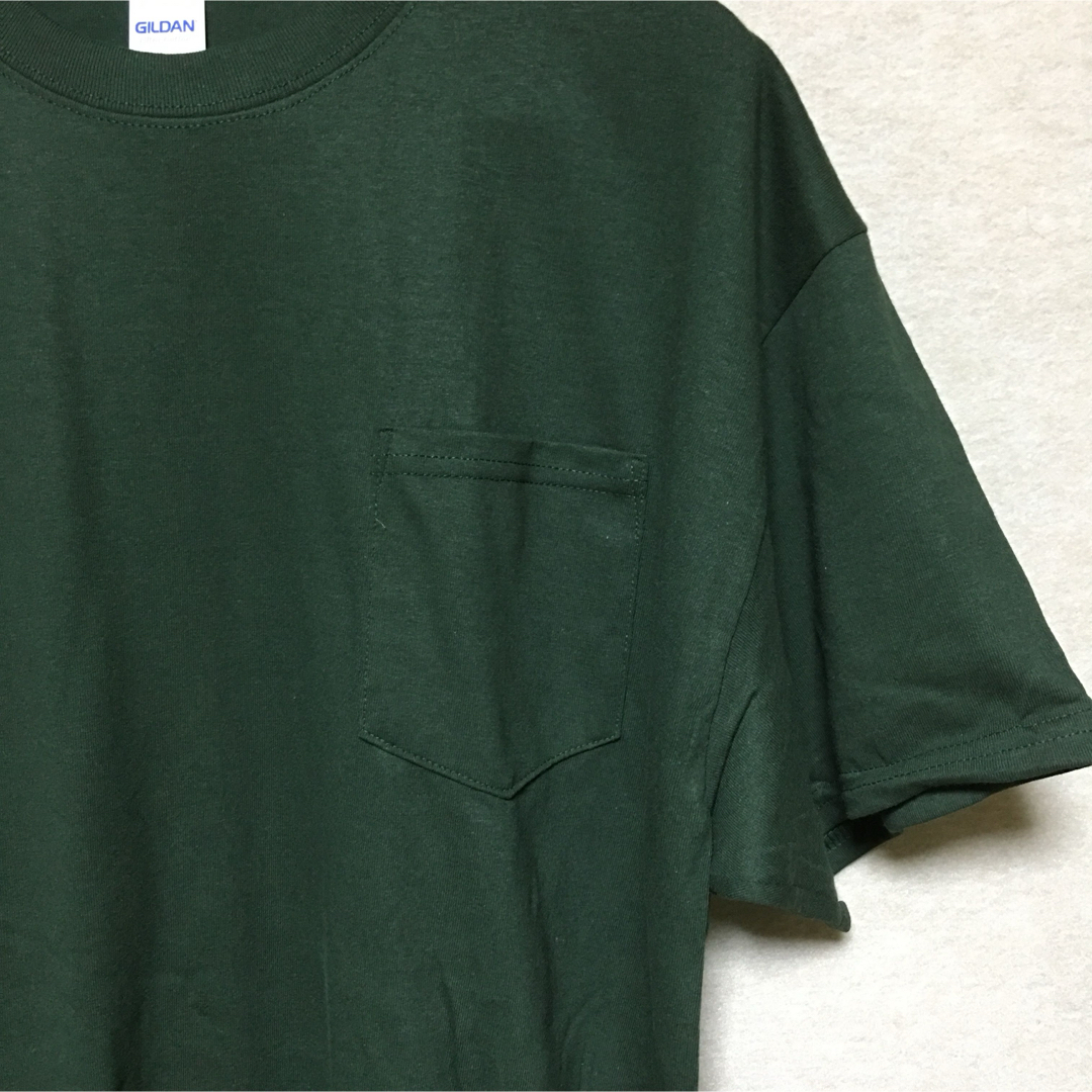 GILDAN(ギルタン)の新品 GILDANギルダン 半袖Tシャツ ポケット付き フォレストグリーン XL メンズのトップス(Tシャツ/カットソー(半袖/袖なし))の商品写真