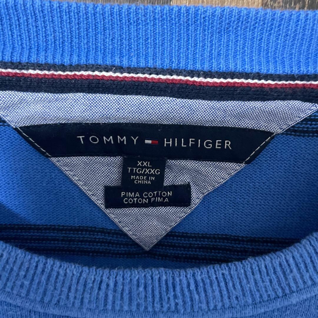 TOMMY HILFIGER(トミーヒルフィガー)のセーター メンズ ボーダー 2XL ブルー トミーヒルフィガー ニット 長袖 メンズのトップス(ニット/セーター)の商品写真