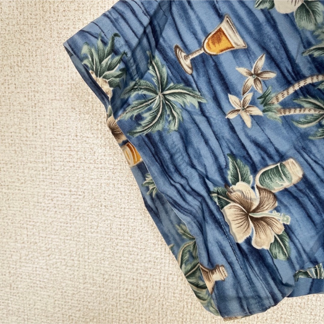  【アロハシャツ】半袖柄シャツ　カクテル　総柄　花柄　ブルー　ヤシの木47 メンズのトップス(シャツ)の商品写真