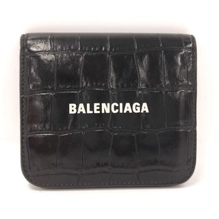 Balenciaga - BALENCIAGA 二つ折り財布 レザー 型押し ブラック