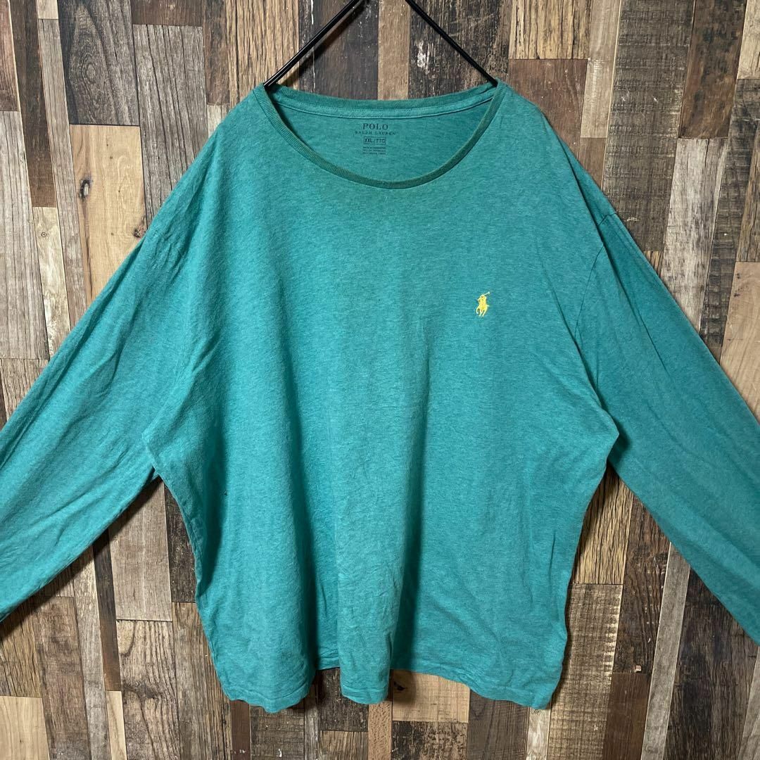 POLO RALPH LAUREN(ポロラルフローレン)のメンズ ラルフローレン グリーン ロンT 2XL 古着 90s 長袖 Tシャツ メンズのトップス(Tシャツ/カットソー(半袖/袖なし))の商品写真