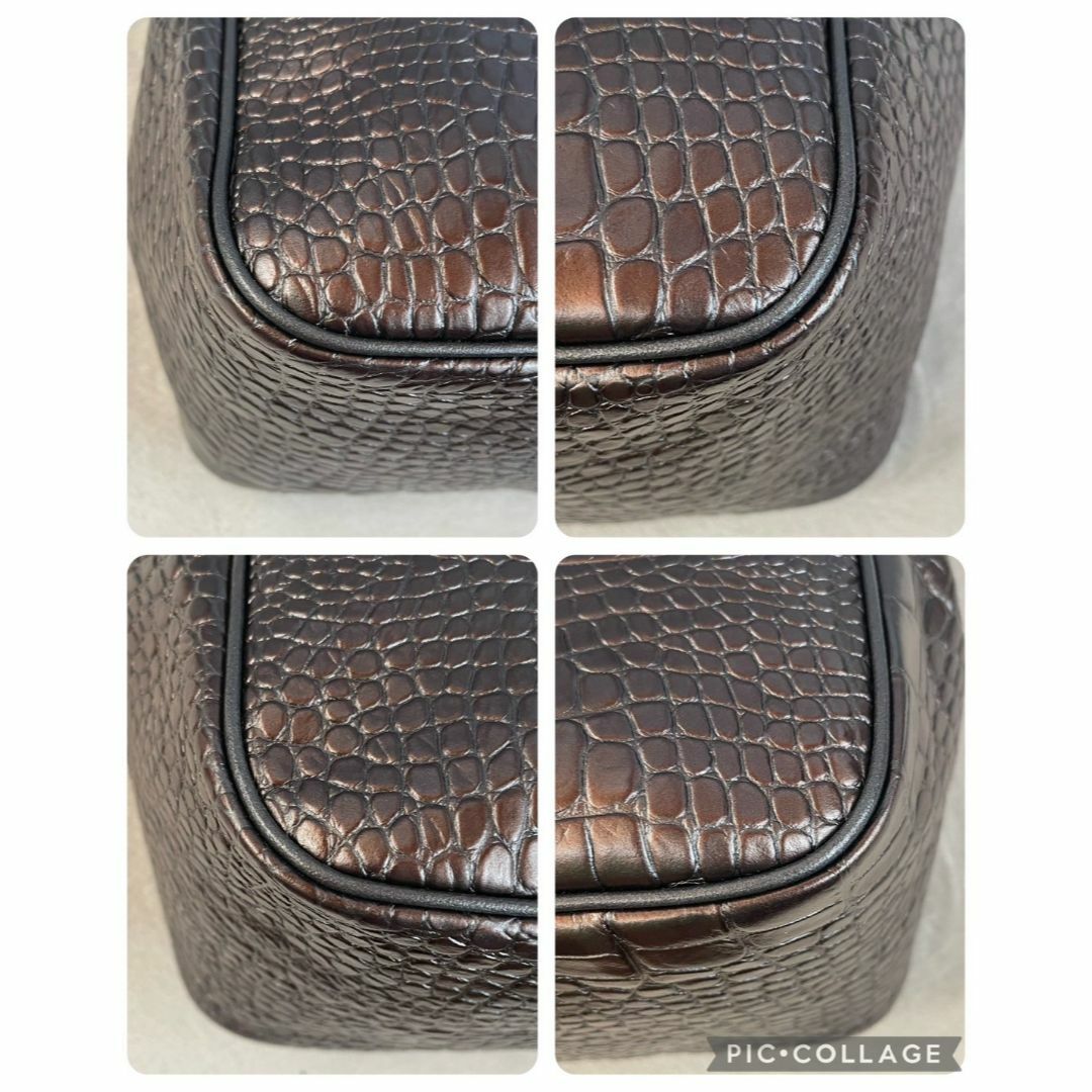LONGCHAMP(ロンシャン)の【希少/未使用級】 ロンシャン ロゾ  クロコ型押し メタリックブラウン A4 レディースのバッグ(トートバッグ)の商品写真