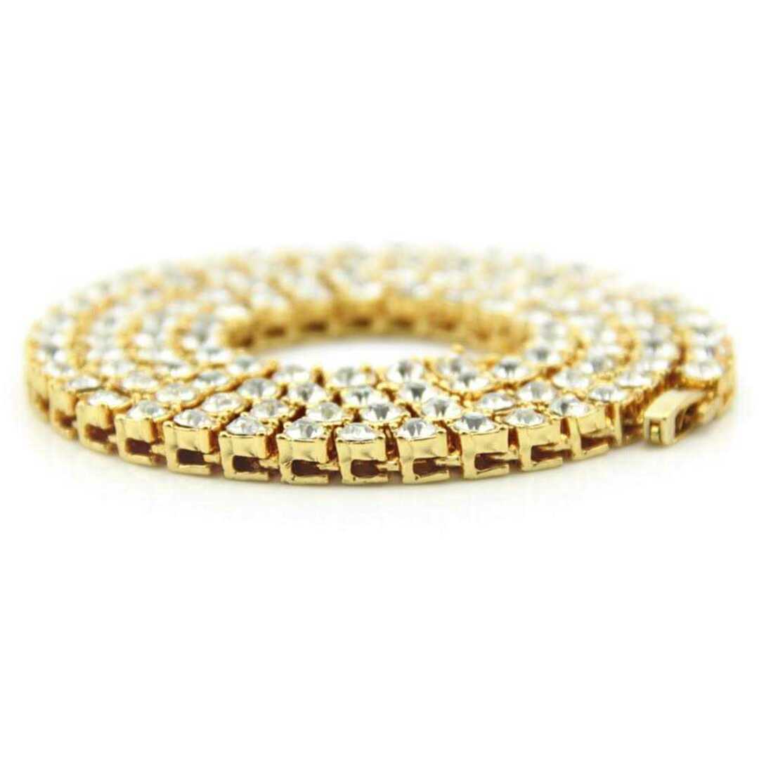 ゴールド 60cm ジルコニアネックレス 金ネックレス メンズのアクセサリー(ネックレス)の商品写真