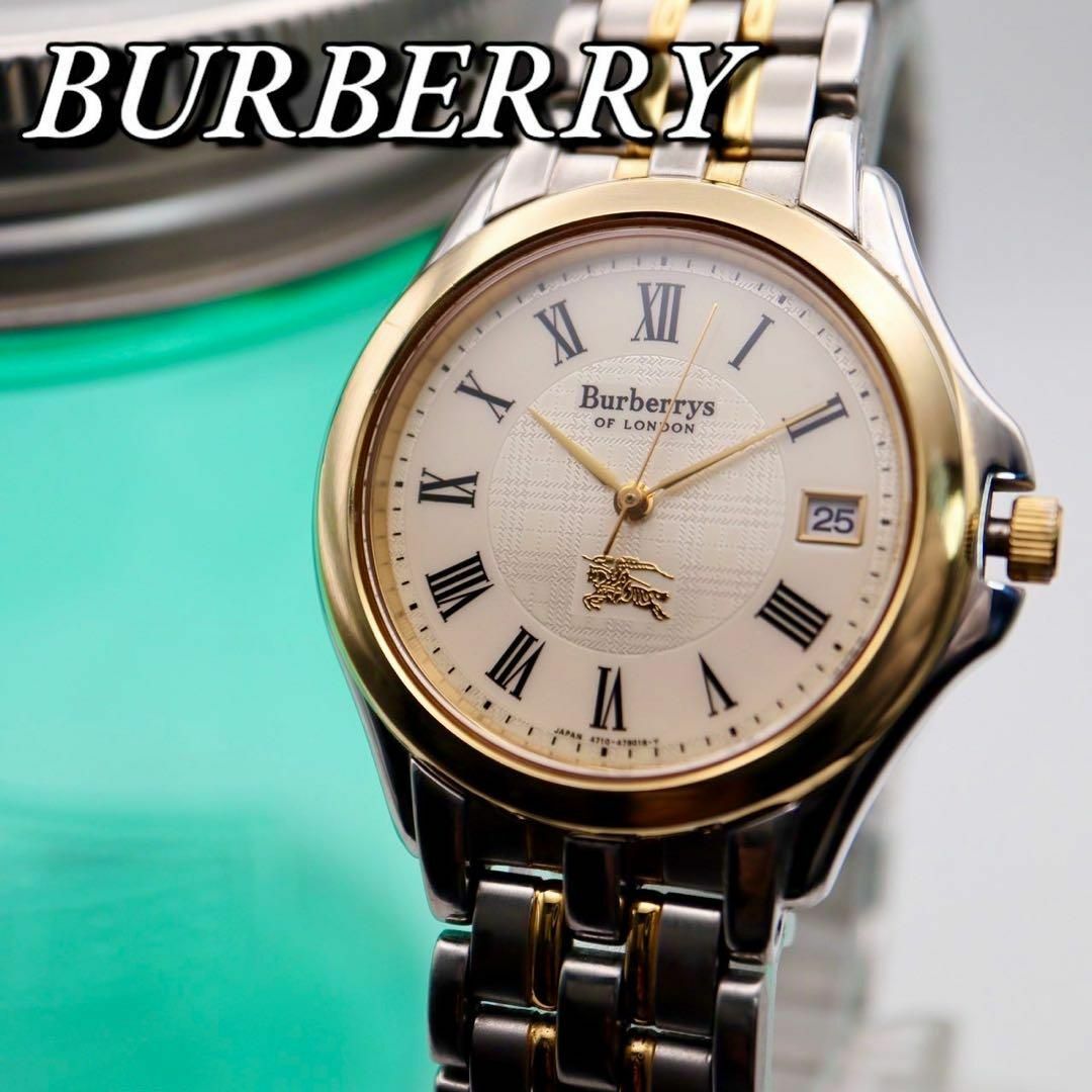 BURBERRY(バーバリー)の未使用級 BURBERRY デイト ラウンド シルバー×ゴールド 腕時計 739 メンズの時計(腕時計(アナログ))の商品写真