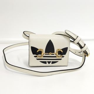 グッチ(Gucci)のGUCCI adidas コラボ ショルダーウォレット レザー ホワイト(ショルダーバッグ)