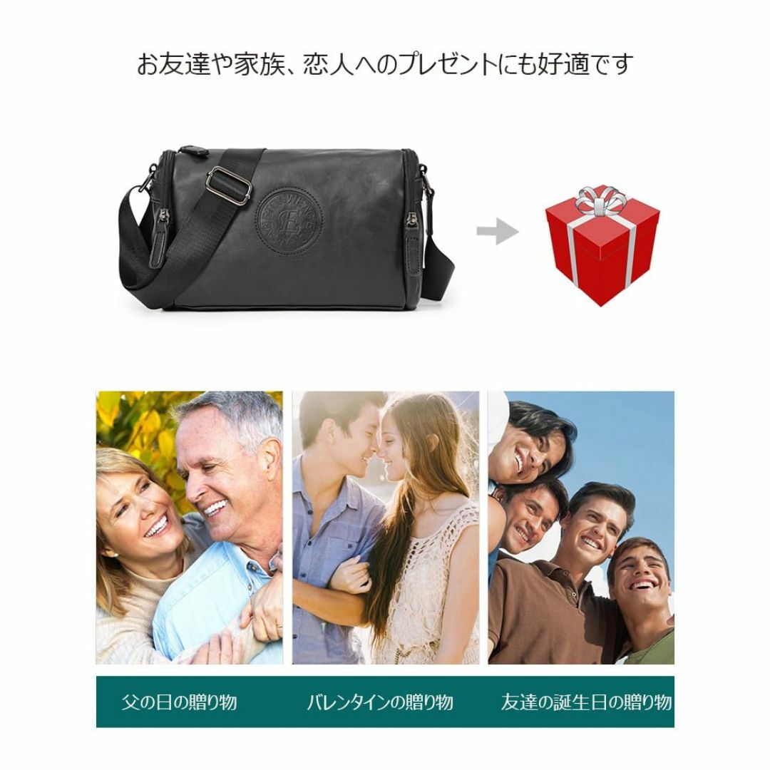 【色: 黑B】[Ｗｈａｔｎａ] 革 ワンショルダーバッグ メンズ 斜め掛け ボデ メンズのバッグ(その他)の商品写真