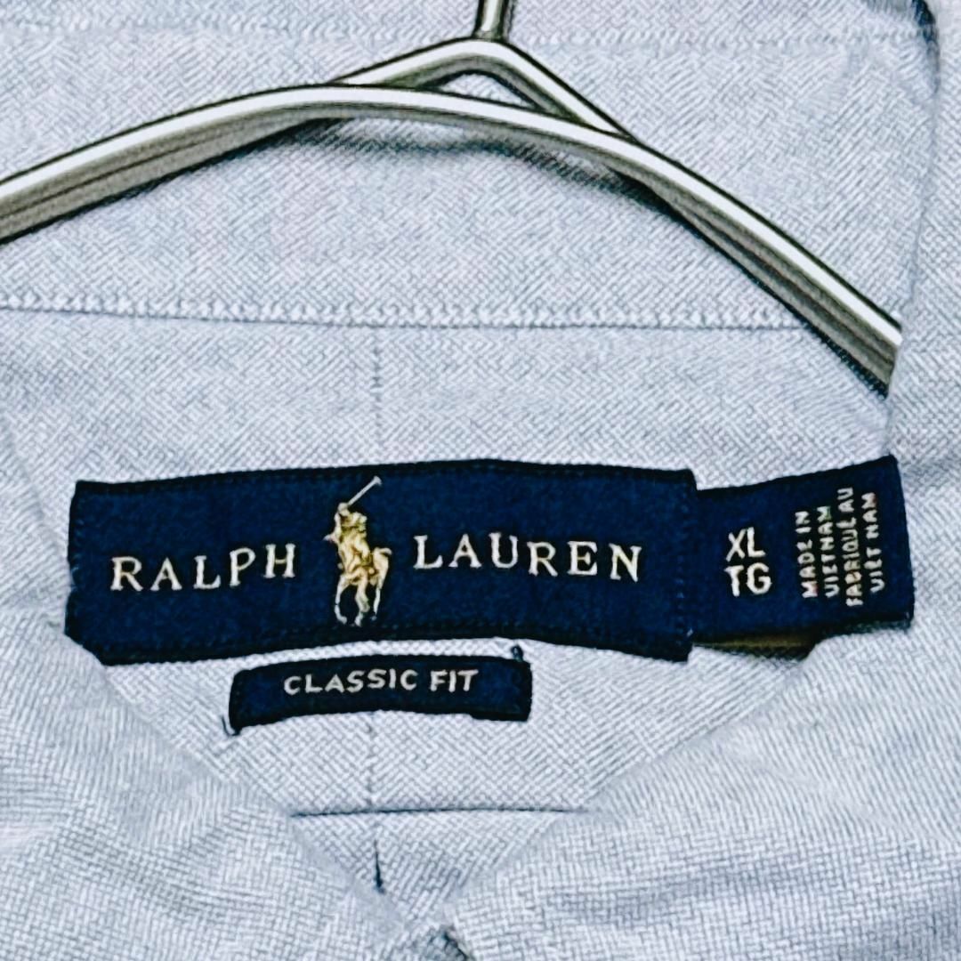 Ralph Lauren(ラルフローレン)のラルフローレン BD長袖シャツ 無地 ブルー ポニー刺繍 US古着 d33① メンズのトップス(シャツ)の商品写真