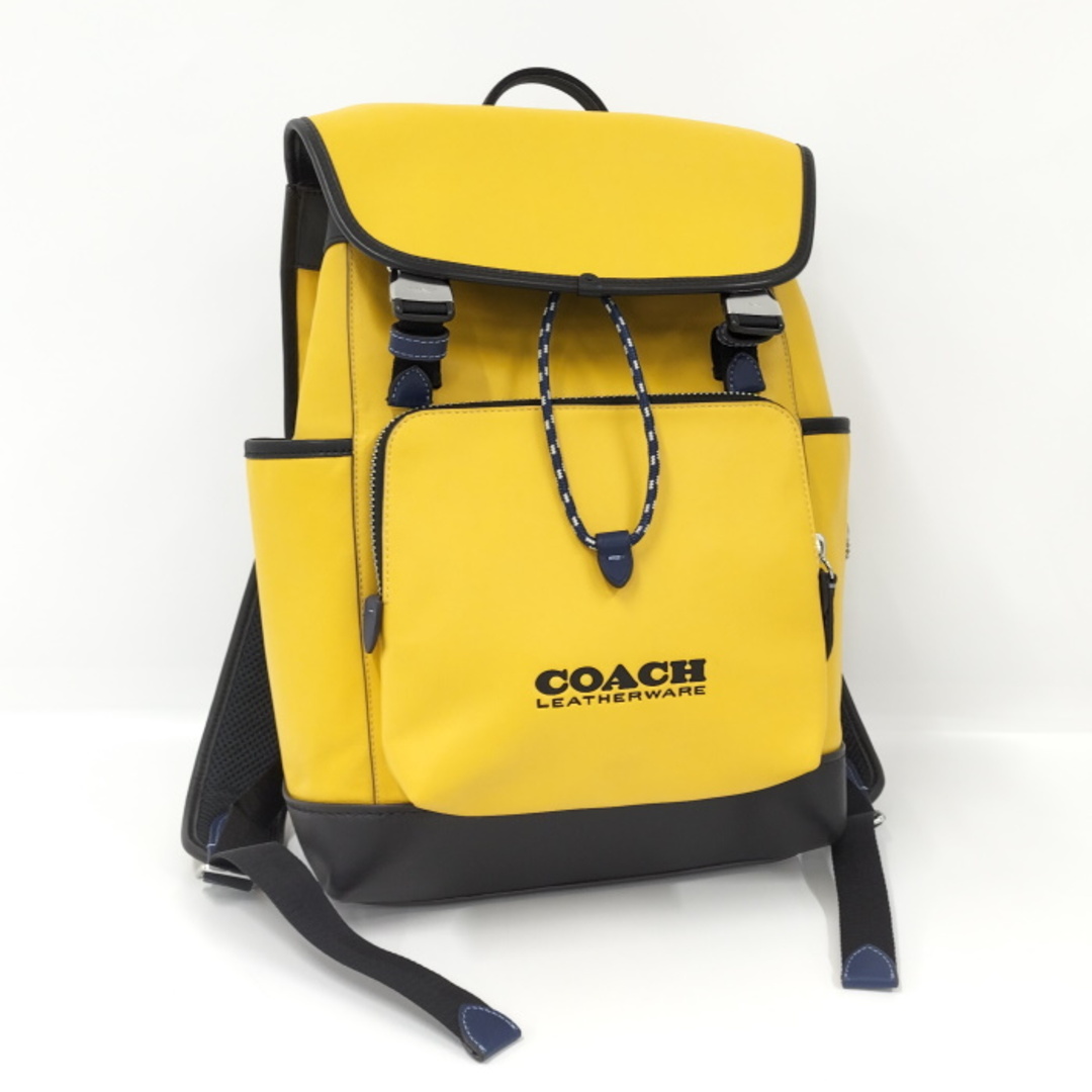 COACH(コーチ)のCOACH リュックサック レザー イエロー ブラック C5342 メンズのバッグ(バッグパック/リュック)の商品写真
