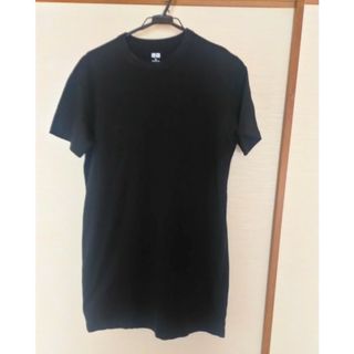 ユニクロ(UNIQLO)のユニクロ  Tシャツワンピース  M  ブラック(ひざ丈ワンピース)