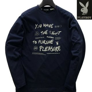 プレイボーイ(PLAYBOY)の新品 プレイボーイ 24年春夏 プリント カットソー LL 紺(Tシャツ/カットソー(七分/長袖))