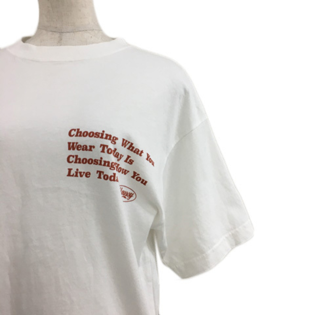 moussy(マウジー)のマウジー Tシャツ カットソー プルオーバー ロゴ プリント 五分袖 F 白 レディースのトップス(その他)の商品写真
