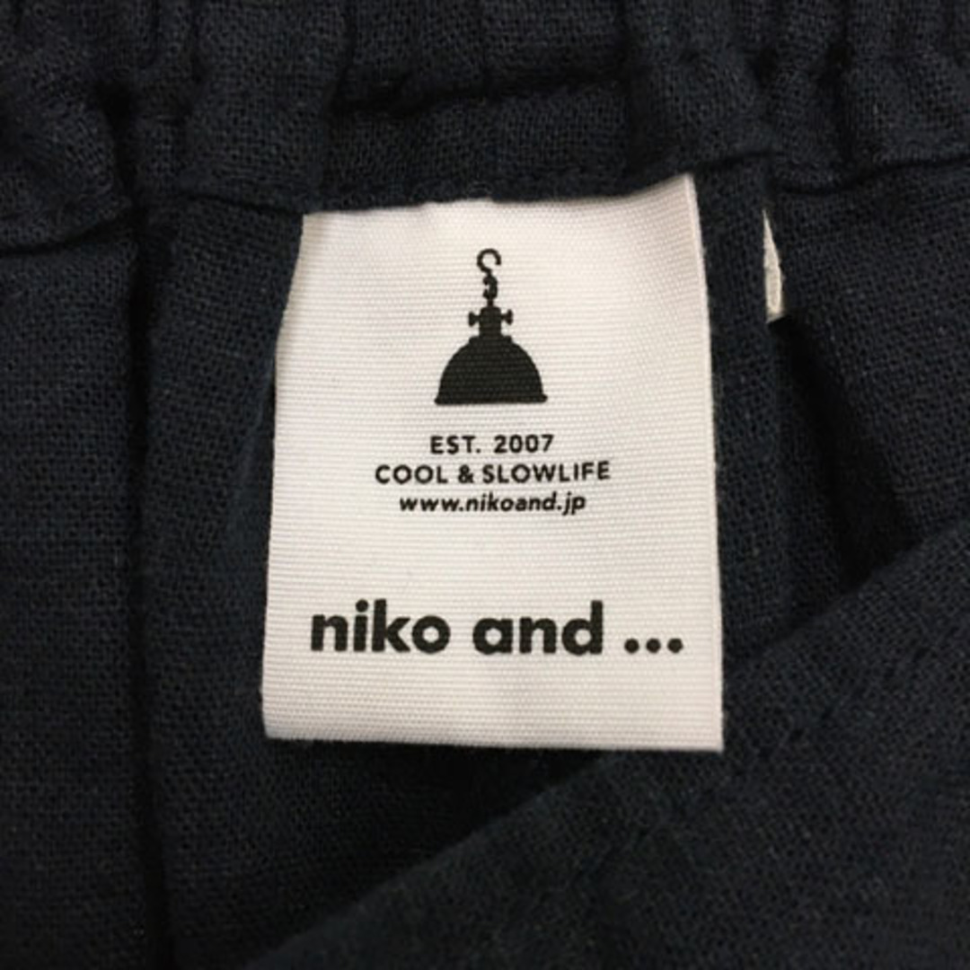 niko and...(ニコアンド)のニコアンド パンツ ワイド ロング リネン混 ウエストゴム タック M 紺 レディースのパンツ(その他)の商品写真