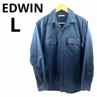 EDWIN - エドウィン EDWIN ワークシャツ 無地 長袖  Lサイズ