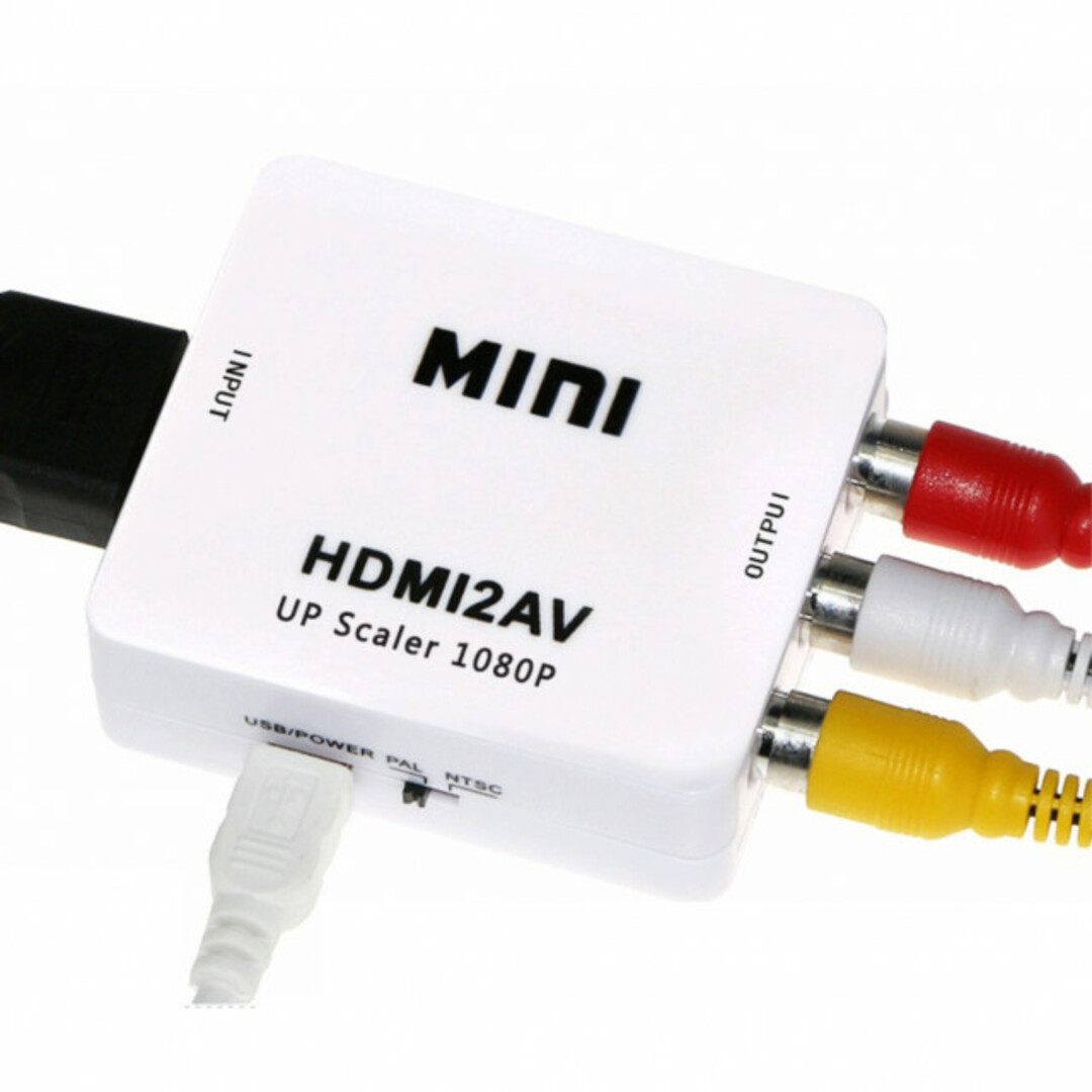 HDMI to AV コンバーター白 RCA 変換器 アダプター PS2 PS3 スマホ/家電/カメラのテレビ/映像機器(映像用ケーブル)の商品写真