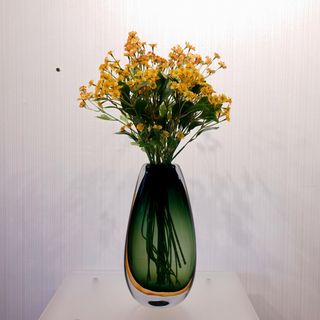 輸入品 フラワーベース ガラス 造花付き 花瓶 雑貨 小物(花瓶)