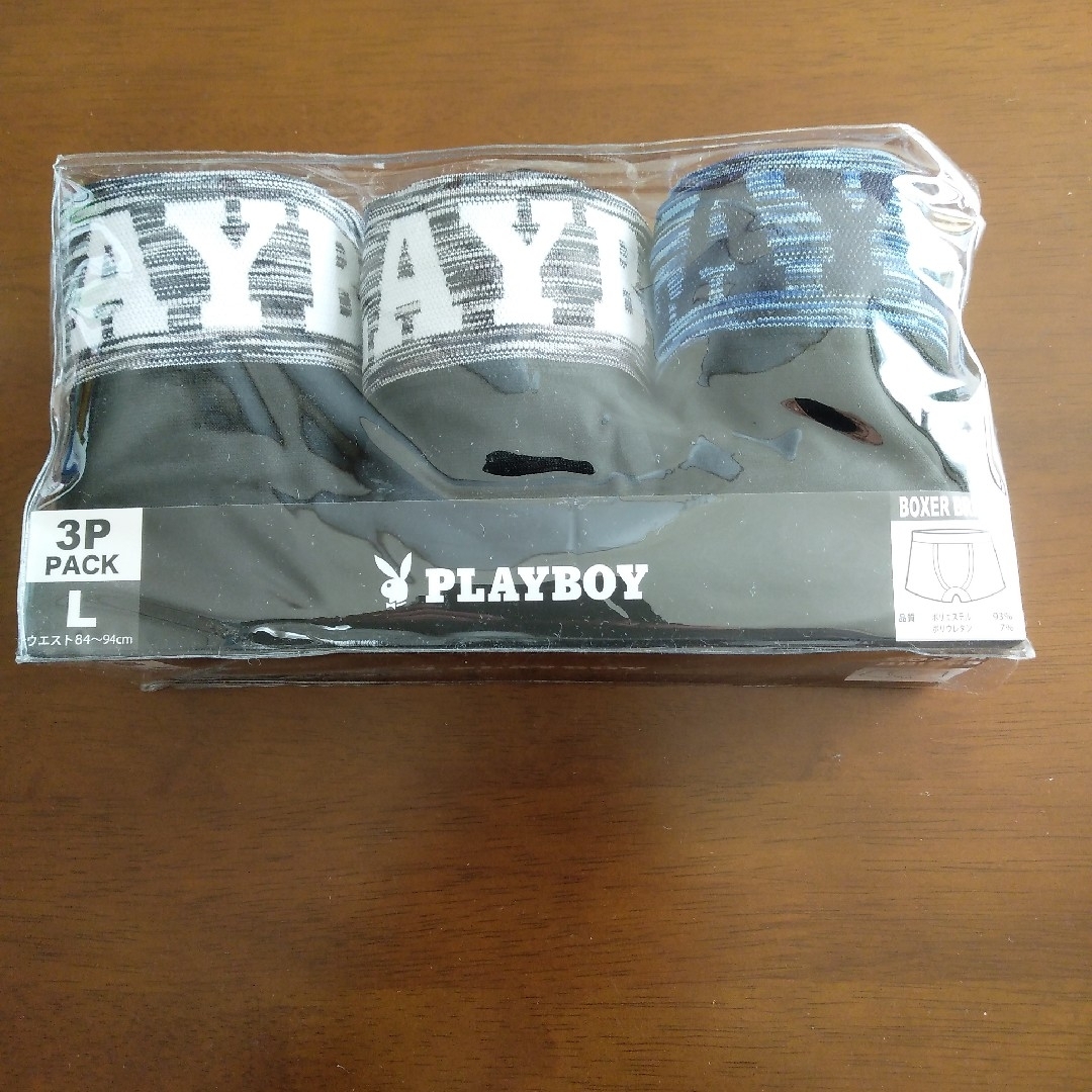 PLAYBOY(プレイボーイ)のPLAYBOYボクサーパンツ Lサイズ  3PACK (株)レナウンインクス メンズのアンダーウェア(ボクサーパンツ)の商品写真