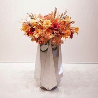 輸入品 プランター フラワーベース 花瓶 ミラー シルバー(花瓶)