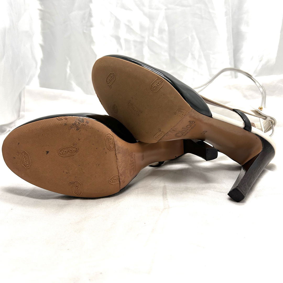Chloe(クロエ)の【美品】クロエ　バイカラーバックストラップパンプス　エナメルレザー レディースの靴/シューズ(ハイヒール/パンプス)の商品写真