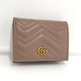 グッチ(Gucci)のGUCCI 二つ折り財布 コンパクト財布 GGマーモント レザー ピンク(財布)