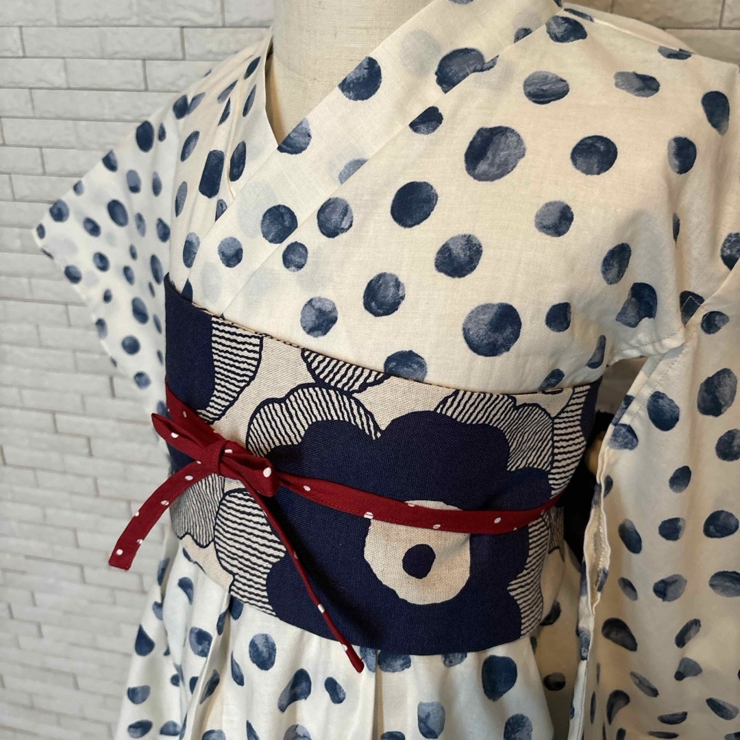 ハンドメイド　ふれあ浴衣　120 #21 キッズ/ベビー/マタニティのキッズ服女の子用(90cm~)(甚平/浴衣)の商品写真