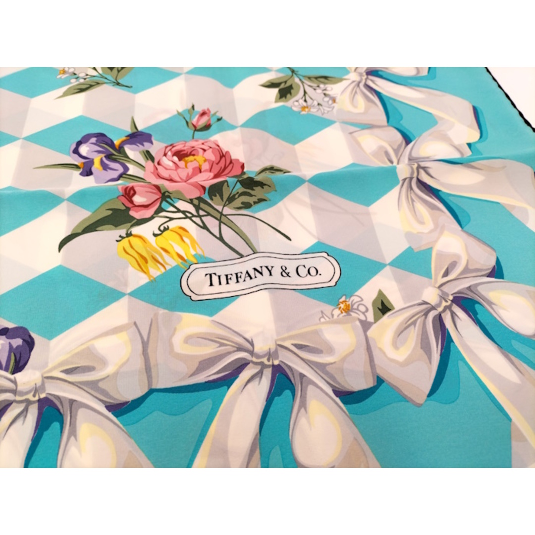 Tiffany & Co. - TIFFANY&Co. スカーフ フラワー柄 ブルー系の Tiffany & Co. - TIFFANY&Co. スカーフ フラワー柄 ブルー系の