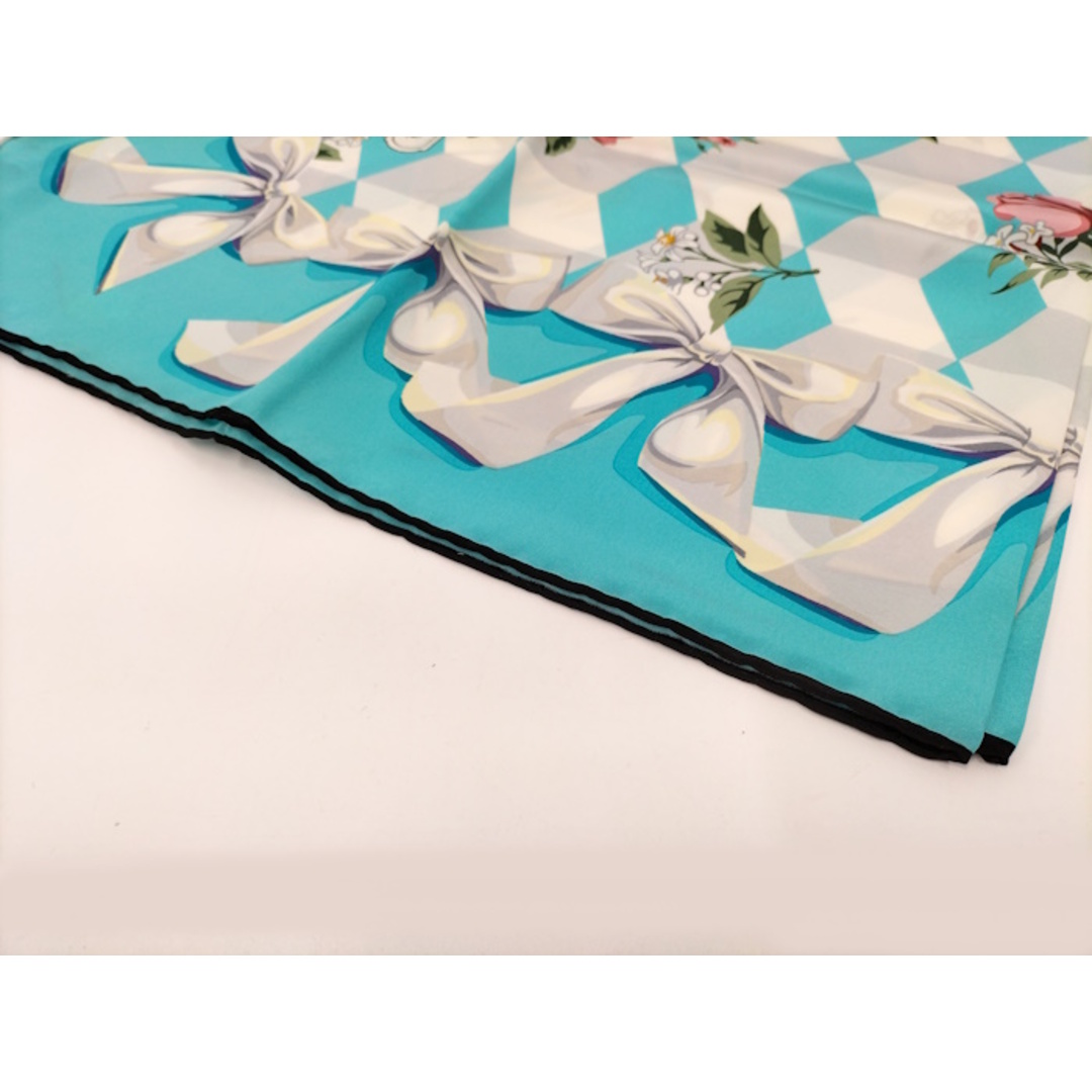 Tiffany & Co. - TIFFANY&Co. スカーフ フラワー柄 ブルー系の Tiffany & Co. - TIFFANY&Co. スカーフ フラワー柄 ブルー系の